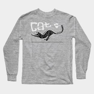 retro grayscale color cat Long Sleeve T-Shirt